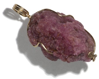 Large Ruby Jewelry, North Carolina Ruby in 14k Gold (79 ct) Ruby Necklace NC Pink Sapphire Crystal Pendant, Natural Raw Sapphire Wrapped Gem