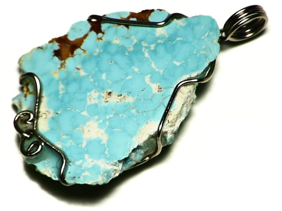 Turquoise Necklace Men 25.1 ct White Gold Turquoise Jewelry Etsy