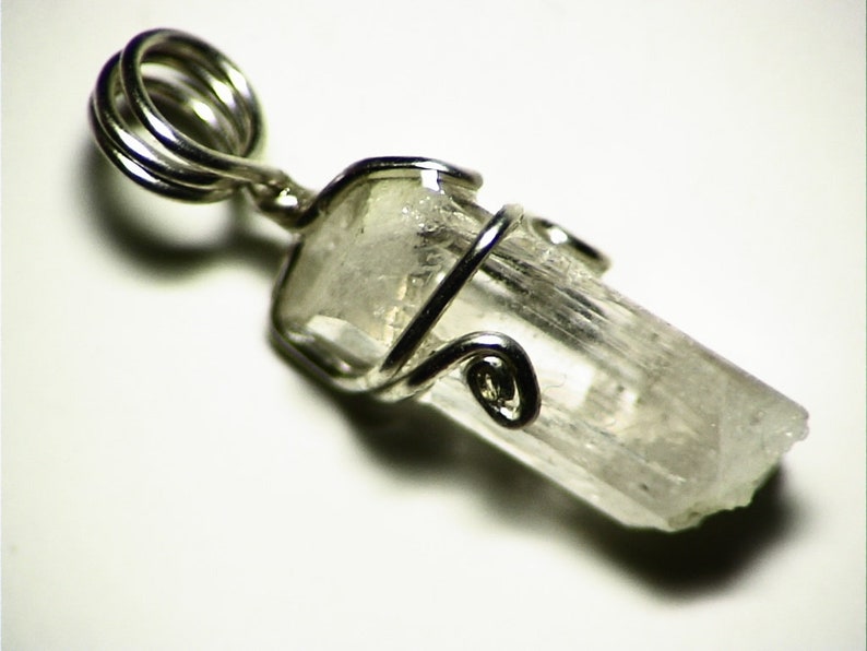 Silver Gift Danburite Wire Wrap Pendant Big Crystal Pendant 12.2 ct Raw Danburite Crystal Jewelry Danburite Necklace in Sterling Silver