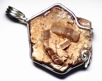 Aragonite Necklace, Spanish Aragonite Crystal Pendant, Sterling Silver, Hexagonal Crystal Jewelry, Mens Crystal Necklace, Gem from Spain