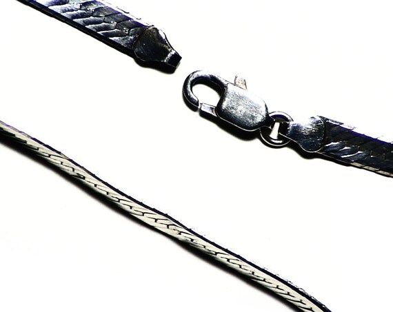 Herringbone Chain 16", Solid Sterling Chain Neckl… - image 1
