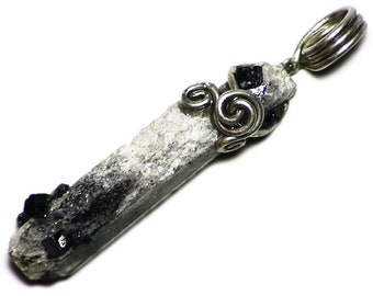 Topaz Crystal Pendant in Sterling Silver (11 ct) Utah Topaz with Black Bixbyite Crystals, Topaz Mountain Crystal