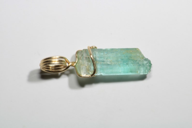 Raw Emerald Crystal Pendant in Solid Gold Wire 3.5 ct image 7