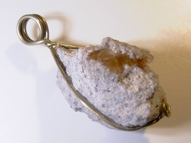 Utah Topaz with White Volcanic Ash Gem In Rock Ore 10 ct Topaz Mountain Crystal Necklace Matrix Topaz Crystal Pendant in Sterling Silver