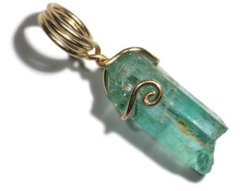 Real Emerald Crystal in Gold Wire Pendant (3.3 ct)