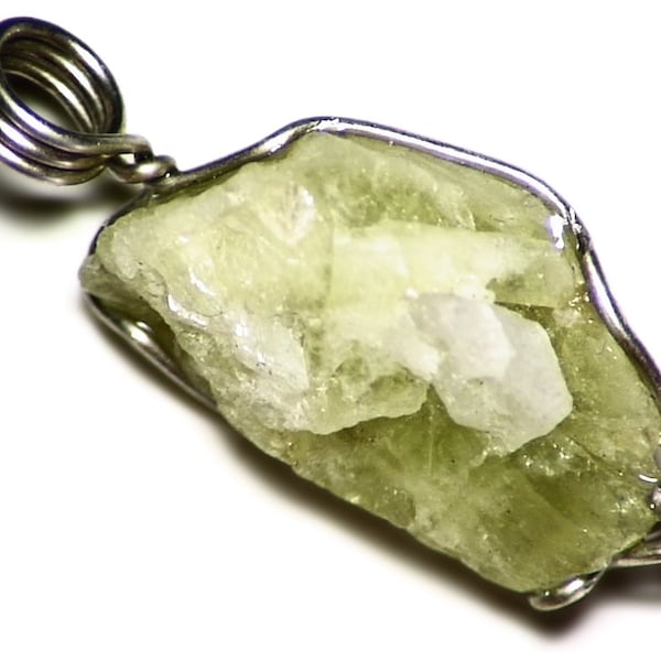 Yellow Green Brazilianite Crystal Pendant in Sterling Silver (22 ct) Rare Gemstone Jewelry, Unique Crystal Pendant, Natural Gem From Brazil