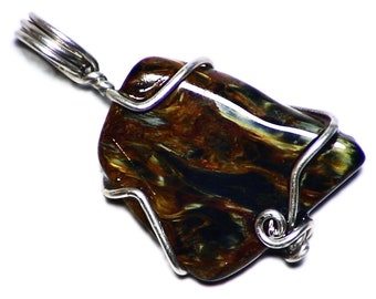 Natural Pietersite Jewelry, Silky Pietersite Pendant, Namibian Pietersite in Sterling Silver, Red and Yellow Gem, Real Pietersite Jewelry