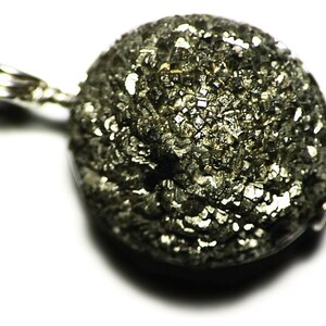 Pyrite Crystal Cluster Pendant in Sterling Silver, Raw Pyrite Cubes, Fools Gold Necklace, Iron Pyrite Cluster Necklace, Pyrite Sphere Ball