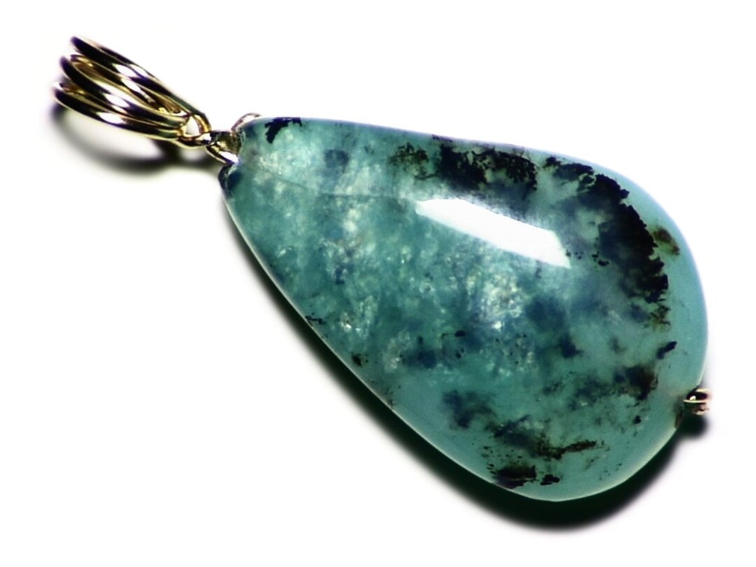 Dendritic Opal Necklace 14k Gold Wrapped Opal Pendant 12 Ct - Etsy