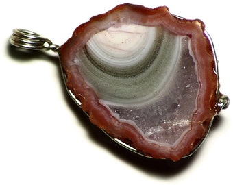 Pink and White Agate Pendant in Silver, Moroccan Agate Jewelry in Argentium Sterling, Sunrise Agate Gift For Her, Red Agate Necklace Silver