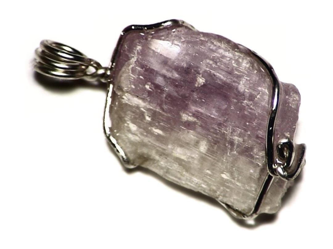 Pink and Yellow Kunzite Necklace in Sterling Silver 42 Ct Raw Crystal ...