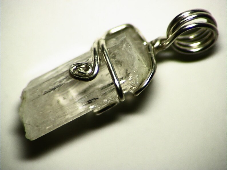 Silver Gift Danburite Wire Wrap Pendant Big Crystal Pendant 12.2 ct Raw Danburite Crystal Jewelry Danburite Necklace in Sterling Silver