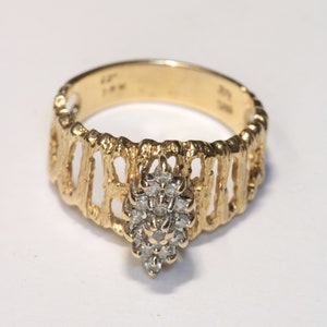 Diamond Ring in 14k Gold Size 7, Multi Diamond Ring, Vintage Diamond Jewelry, Estate Ring, Gold Tiara Ring, Multistone Engagement Ring