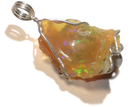 ■Hei■ yellow opal necklace HE24FANFW571XXFR Yellow Opal Pendant Necklace, Raw Opal Pendant Necklace