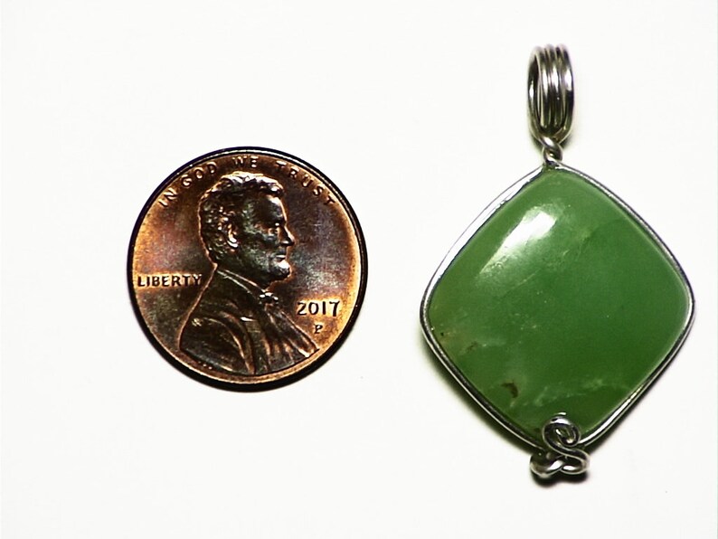 Untreated Gem Jewelry For Girlfriend Real Australian Gemstone Necklace Green Chrysoprase Pendant in Sterling Silver Wire Wrap For a Woman