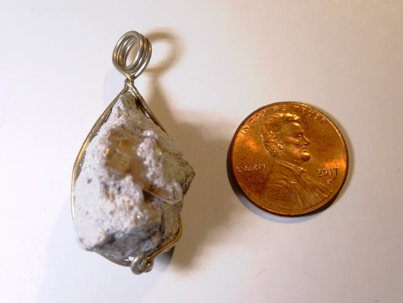 Utah Topaz with White Volcanic Ash Gem In Rock Ore 10 ct Topaz Mountain Crystal Necklace Matrix Topaz Crystal Pendant in Sterling Silver