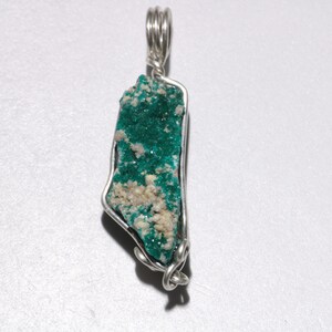 Green Dioptase Necklace, Raw Dioptase Crystal Cluster Wire Wrap, Sterling Silver Dioptase Jewelry, Natural Gem Cluster Pendant For Woman image 5