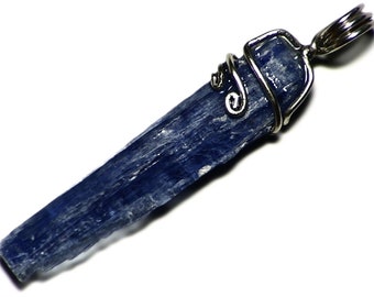 Raw Kyanite Necklace in Sterling Silver (12 ct) Blue Kyanite Crystal Jewelry, Natural Kyanite Pendant, Genuine Kyanite Wire Wrap, Rustic Gem