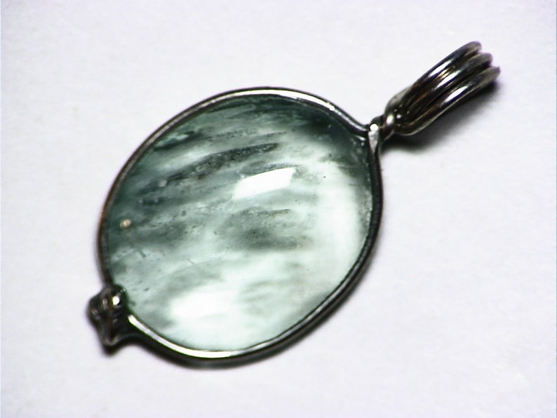 Ethiopian Moonstone Aquamarine Pendant 10 ct Aquamarine Cabochon Necklace Blue Handmade Aquamarine Cab Sterling Silver Schiller Sheen