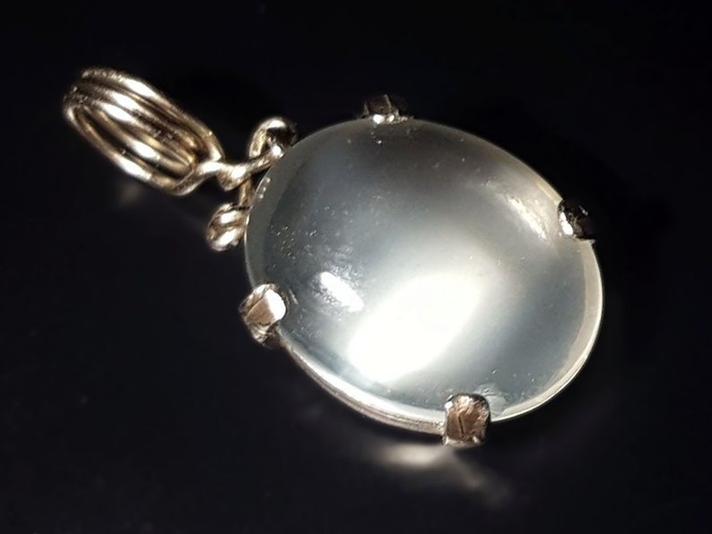 Moonstone Necklace In White Gold Light Green - White Gold Moonstone Pendant Moonstone Necklace In White Gold Light Green - White Gold Moonstone Pendant