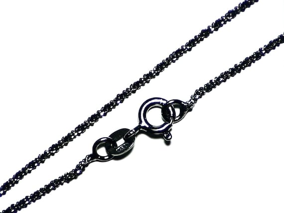 Black Silver Chain Necklace, Diamond Cut Chain, 18 Inch Oxidized Sterling  Chain, Silver Sparkle Chain 18 '', Solid Silver Necklace Chain In 