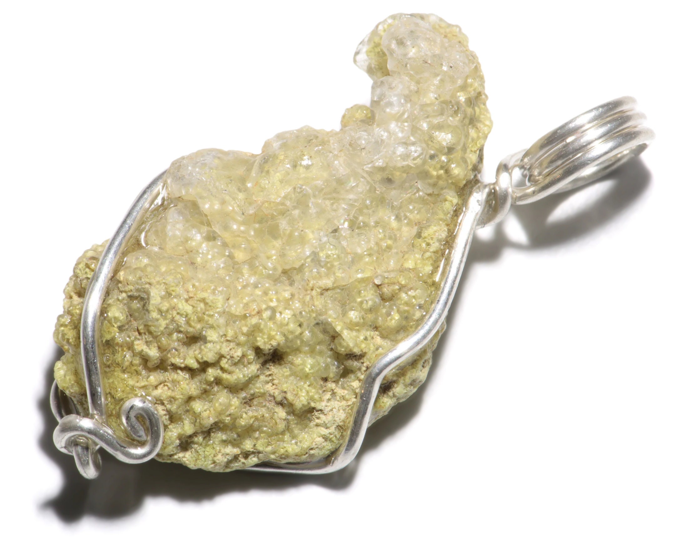 Raw Hyalite Opal Pendant in Sterling 