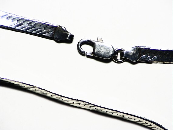 Herringbone Chain 16", Solid Sterling Chain Neckl… - image 5