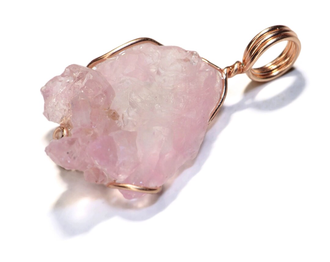 Rose Quartz Necklace, Rose Gold Crystal Necklace 25 Ct Rare Gemstone