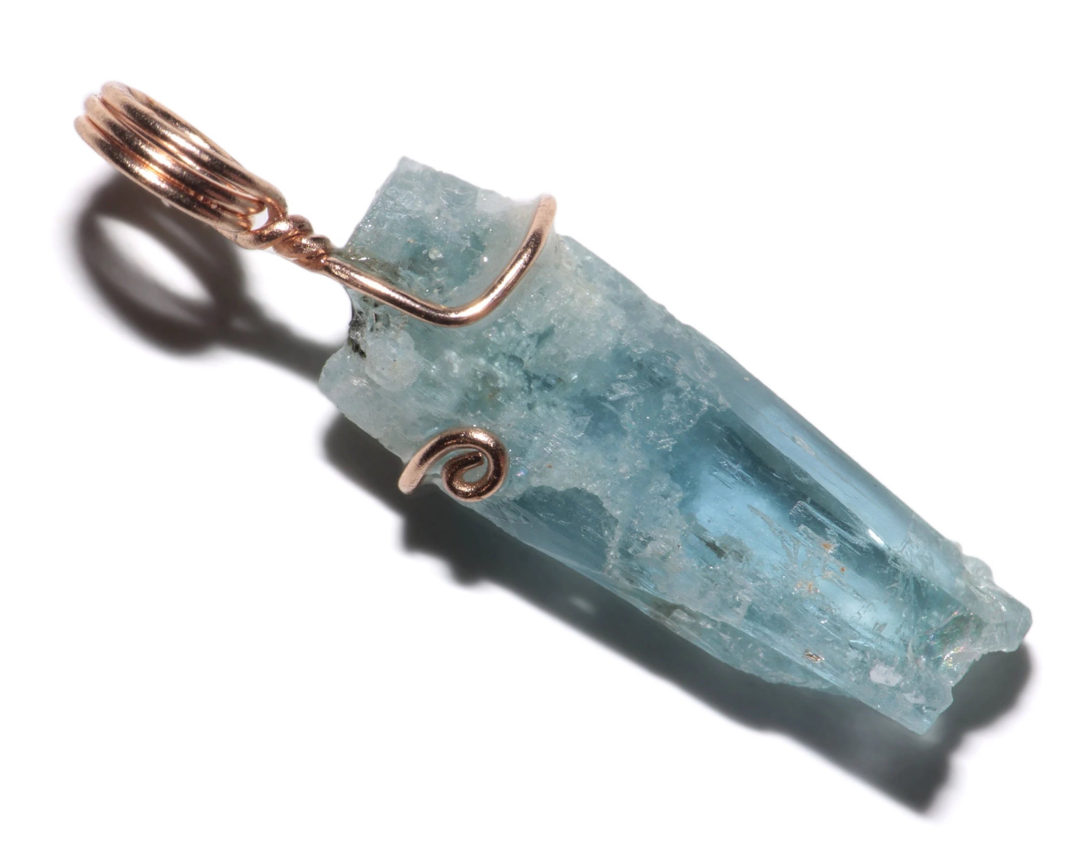 Rose Gold Aquamarine Necklace Blue 