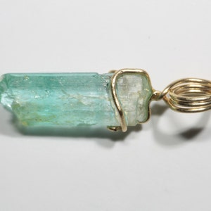 Raw Emerald Crystal Pendant in Solid Gold Wire 3.5 ct image 6