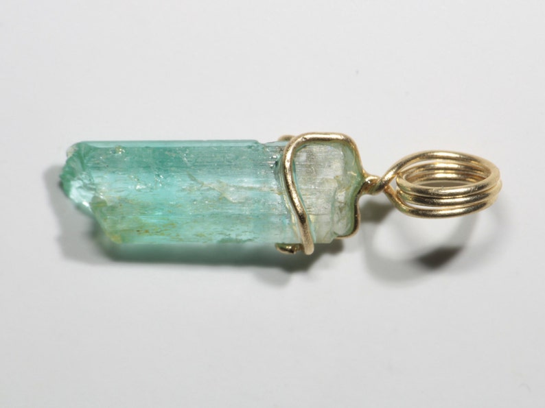 Raw Emerald Crystal Pendant in Solid Gold Wire 3.5 ct image 6