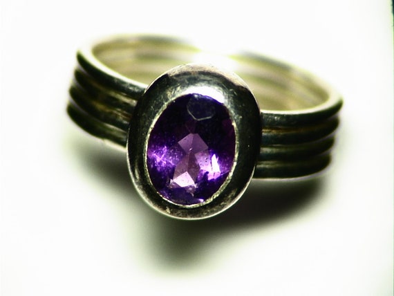 Amethyst Ring Sterling Silver Size 6 Amethyst Sol… - image 10