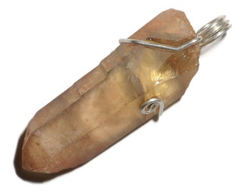 Quartz Pendant Large Silver Necklace (38 ct) Raw Smoky Citrine Point Jewelry, Sterling Silver Crystal Wire Wrap Jewelry, Rough Gem Gifts