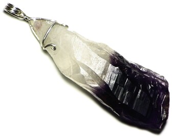 Bicolor Amethyst Crystal Necklace, Real Crystal Pendant (83 ct) Brazilian Amethyst, Purple and White Crystal Gift For Teenage Girl. Holiday