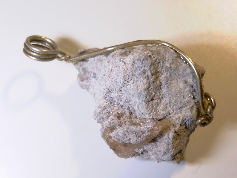 Utah Topaz with White Volcanic Ash Gem In Rock Ore 10 ct Topaz Mountain Crystal Necklace Matrix Topaz Crystal Pendant in Sterling Silver