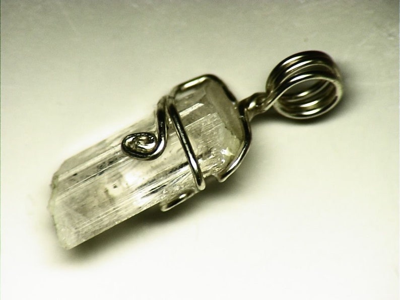 Silver Gift Danburite Wire Wrap Pendant Big Crystal Pendant 12.2 ct Raw Danburite Crystal Jewelry Danburite Necklace in Sterling Silver