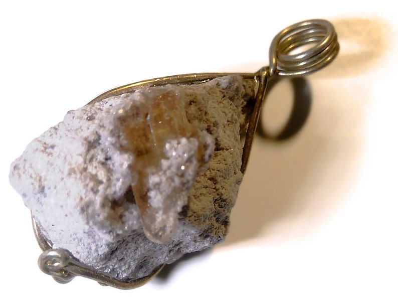 Utah Topaz with White Volcanic Ash Gem In Rock Ore 10 ct Topaz Mountain Crystal Necklace Matrix Topaz Crystal Pendant in Sterling Silver