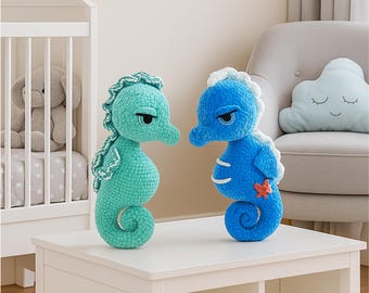 Crochet Seahorse Pattern, Amigurumi Sea Animals Crochet Tutorials, Crochet Plush Toy Pattern File PDF, Nursery Room Decor
