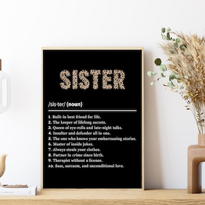 Sister Definition Wall Art Printable | Funny Sister Gift | Best Friend Sister Print | Digital Download | Sister Quote Wall Decor