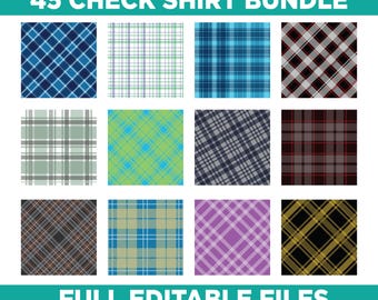45 Seamless Tartan Plaid Fabric Patterns, Digital Textures (Digital Download)