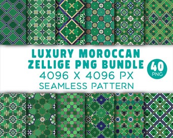 Moroccan Zellige Seamless Digital Paper Bundle, Islamic Geometric Patterns (Digital Download)