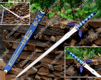 The LEGEND of ZELDA CUSTOM Hand Forged Stainless Steel,Full Tang Skyward Link's Master Sword with Scabbard-Costume Armor Best Christmas Gift