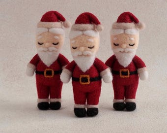 Père Noël en laine feutrée à l'aiguille : décoration de Noël scandinave faite main