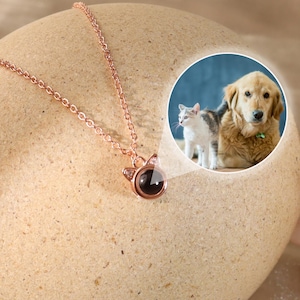Collar con proyección de fotos, collar con imagen personalizada, colgante con imagen personalizada de gato en el interior, collar con foto de mascota, regalo conmemorativo, el mejor regalo para ella
