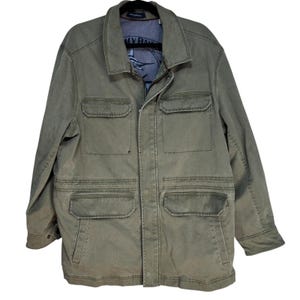 Tommy Bahama Utility Field Jacket Olive Green Mens XL Tropical Lining image 2