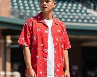 RSVLTS MLBPA Shohei Ohtani Sho-Time Red Button Down Shirt Mens 2XL New