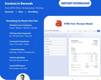 Generador de facturas inteligente: herramienta PDF editable sin conexión para pequeñas empresas (descarga digital)