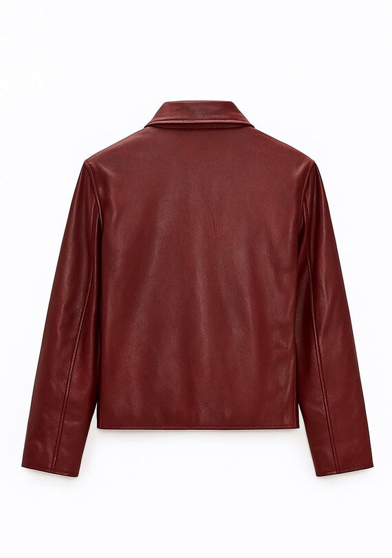 Unisex Burgundy Leather Jacket – Vintage Inspired, Stylish