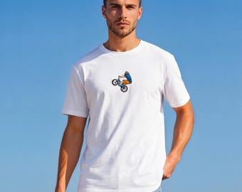 Custom Cycling T-Shirt, Personalized Bicycle Embroidered Tee, Cotton Sports Gift