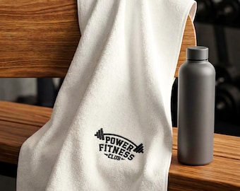 Personalized Gym Towel Embroidered, Custom Sports Gift, Cotton Luxury Workout Towel, Barbell Design Embroidery
